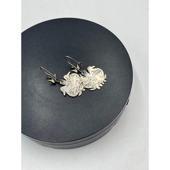 925 Sterling Silver Handcrafted Artisan Bird Double Head Bird Dangle  earrings - Picture 7 of 9